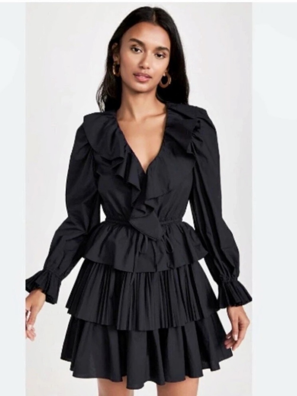 Ulla Johnson Lola Dress Black Ruffle Mini Dress Size 8